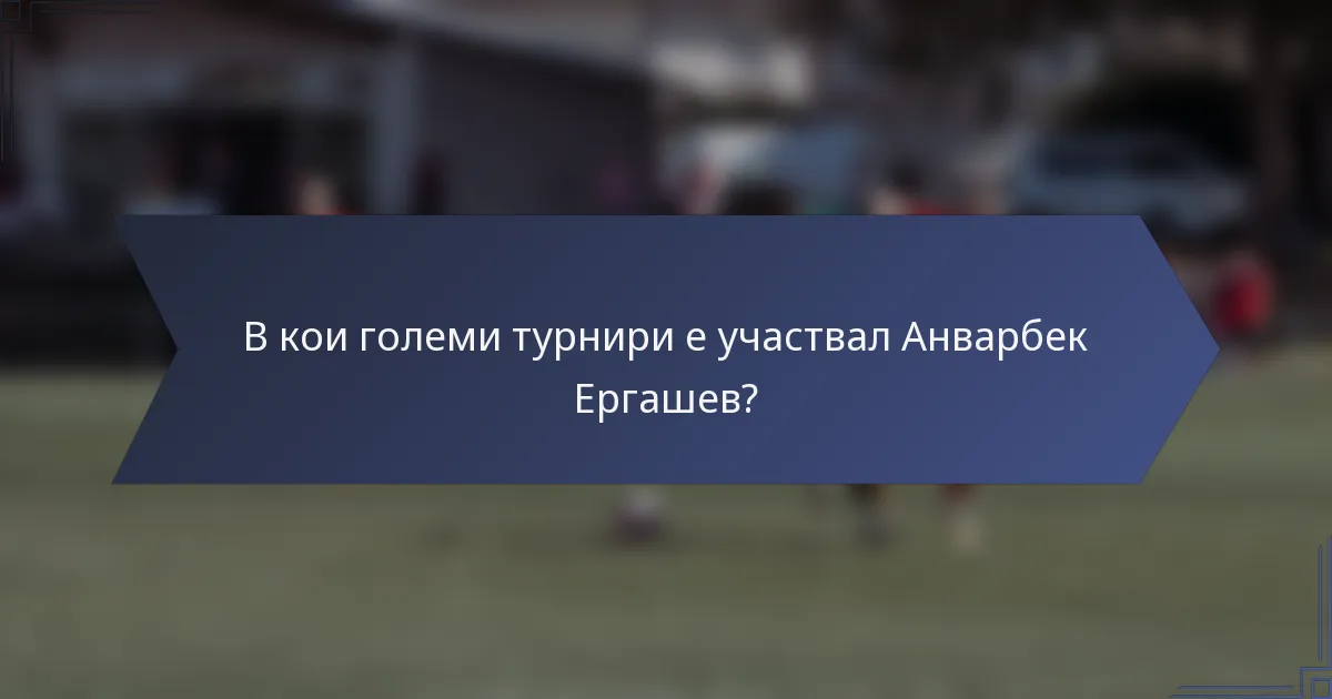 В кои големи турнири е участвал Анварбек Ергашев?